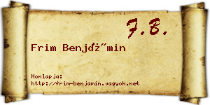Frim Benjámin névjegykártya